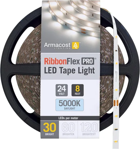 Vista 28 de Armacost Lighting RibbonFlex Pro 136230 - Tira de luces LED blancas de 24 V, 120 LED/m, 2700K, 16.4 pies