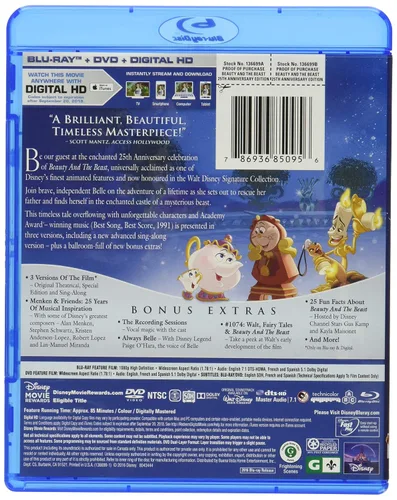 Vista 2 de Beauty and the Beast 25th Anniversary Edition - (BD+DVD+DIGITAL HD)