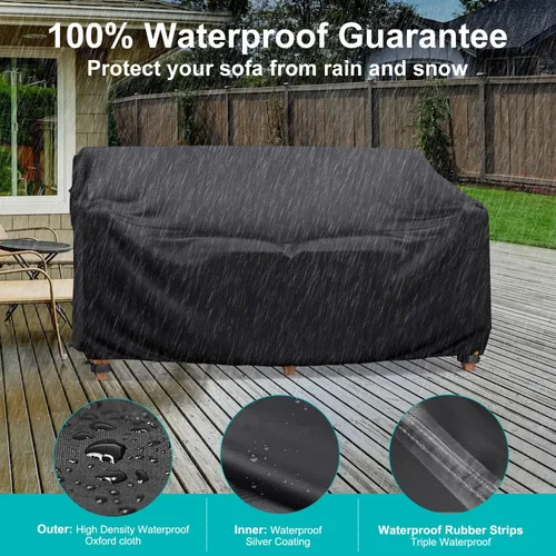 Vista 5 de Funda para Sofá de Patio Impermeable - Funda para Sofá de Exterior de 2 Plazas de Servicio Pesado, Fundas para Muebles de Patio con Ventilación