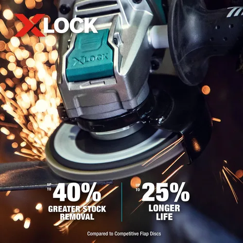 Vista 5 de Makita T-03903-3 X-Lock 4‑1/2" 60 Grit Type 29 Disco de pulido y pulido en ángulo X-Lock y todas las amoladoras de eje de 7/8", paquete de 3