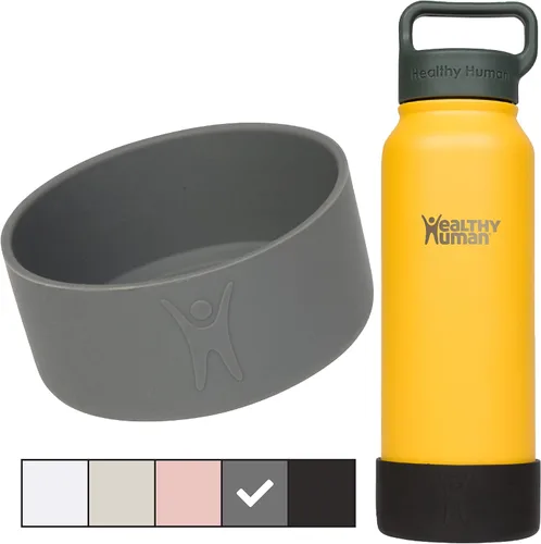 Vista 2 de Healthy Human Botas protectoras de silicona para botellas de jarra, se adapta a botellas de 32 y 40 onzas. Funda de silicona antideslizante sin BPA