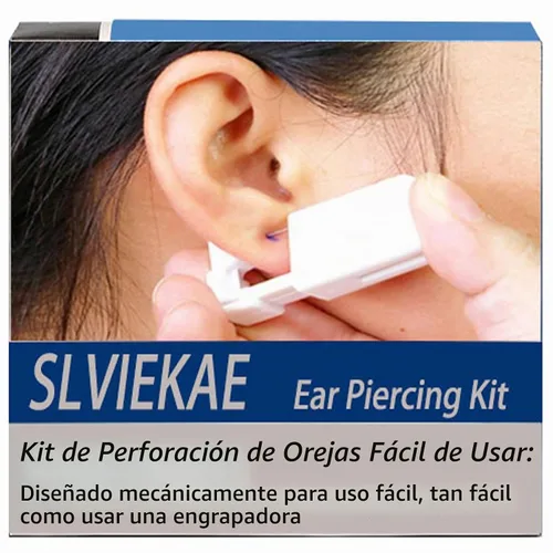 Vista 7 de Kit de piercings de oreja, kit de perforación de oreja sin dolor, kit de pistola de perforación de oreja fácil de usar con aretes de plata de 0.118