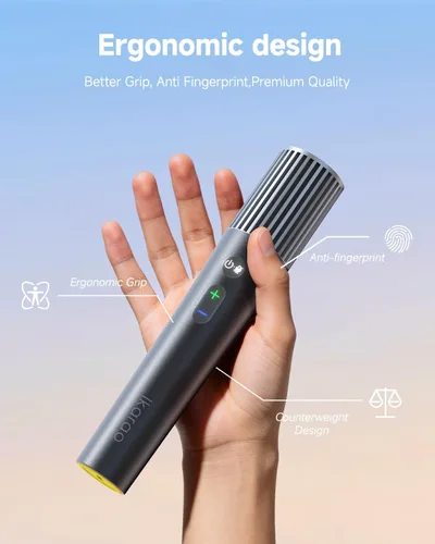 Vista 7 de Ikarao Micrófono inalámbrico con receptor de doble canal y estuche de almacenamiento autolimpiante UV, 2 micrófonos dinámicos de mano, batería de 20