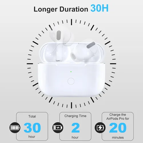 Vista 6 de Funda de carga inalámbrica de repuesto compatible con AirPods Pro de 1ª y 2ª generación, cargador AirPods Pro de 1ª y 2ª generación con botón