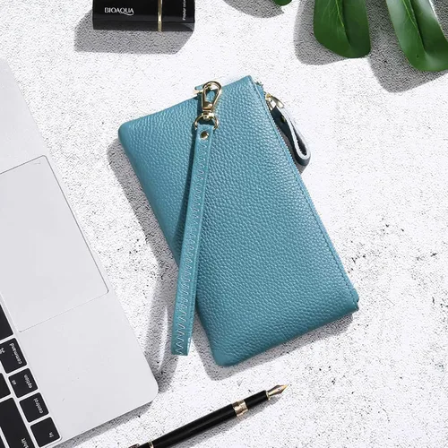 Vista 6 de Bolso de mano de piel delgada con bloqueo RFID para mujer