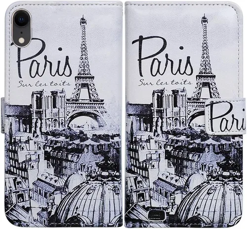 Vista 17 de Bcov Funda para iPhone XR, funda de piel con tapa y función atril para iPhone XR