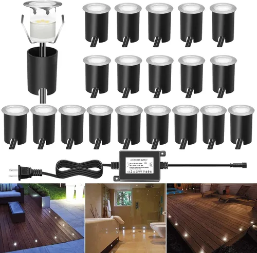 Vista 35 de Kits de luces LED empotrables para cubierta con carcasa protectora, iluminación LED de paisaje al aire libre IP67 impermeable, CC 12 V de bajo Azul