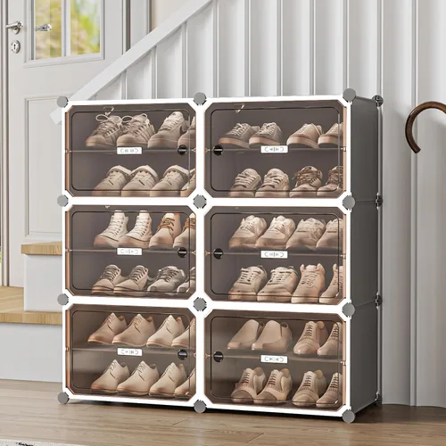 Vista 7 de MAGINELS Zapatero, Mueble Zapatero Expandible Fácil de Montar. Almacenamiento de Zapatos con Puerta, Entrada, Armarios, Pasillo y Dormitorio. Tiene