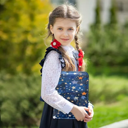 Vista 5 de Álbumes coleccionables de tarjetas coleccionables con diseño de estrellas, carpeta de tarjetas de 4 bolsillos con 50 fundas extraíbles