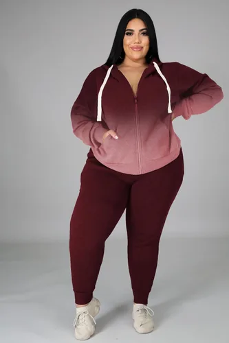 Vista 2 de Tycorwd Conjunto deportivo de dos piezas para mujer, talla grande, conjunto de sudadera de manga larga