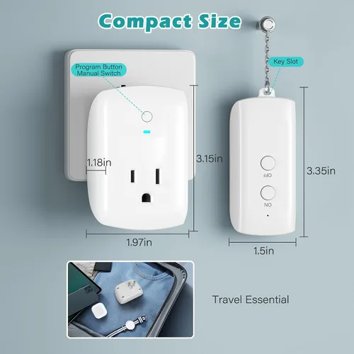 Vista 4 de Kit de interruptor de encendido/apagado de enchufe de control remoto de 80 pies, no necesita WiFi, interruptor de luz de alimentación inalámbrico