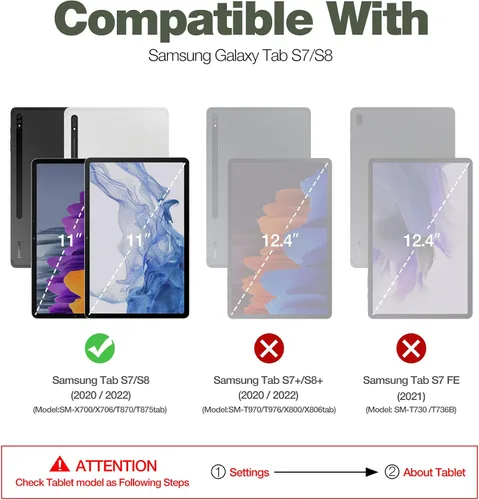 Vista 2 de Dexnor Funda para Galaxy Tab S8/S7 de 11 pulgadas, Protector de Pantalla Integrado y Soporte - Porta S Pen, Cubierta Protectora de Cuerpo Completo