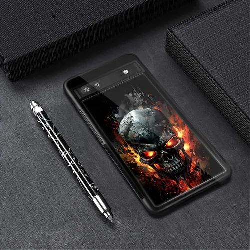 Vista 1153 de Compatible con Google Pixel 4A 5G Mobile Case Creative Acrylic Panel trasero Silicona Protección Grip especialmente diseñado para Google Pixel 4A 5G