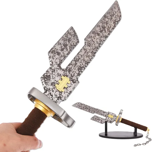 Vista 6 de ZiQing Espada de acero inoxidable para arma de cosplay, accesorios de anime de metal real, regalo de Navidad y Halloween de 21 pulgadas