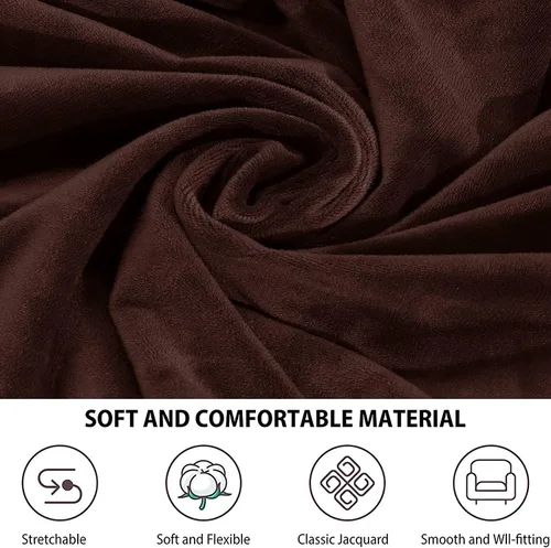 Vista 6 de NILUOH Fundas de terciopelo para silla de oficina con fundas para brazos, fundas universales giratorias y para sillas de juegos (L, marrón)