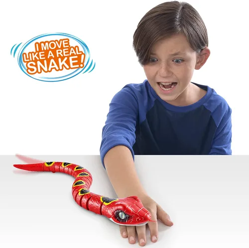 Vista 4 de Robo Alive Slithering Snake Series 3 Red by ZURU - Juguete robótico de reptil iluminado con batería que se mueve (rojo), multicolor, 7150A