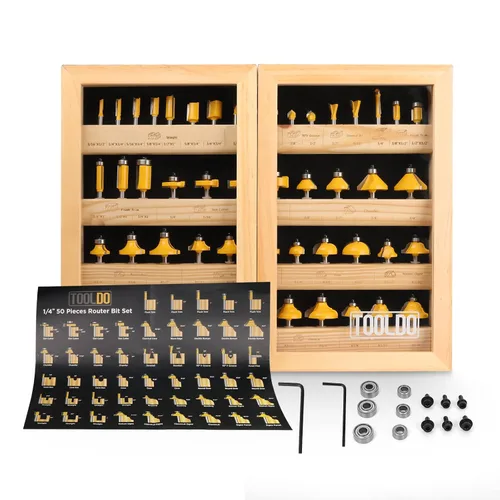 Vista 6 de Juego de brocas de enrutador de 50 piezas, brocas de carburo de tungsteno con vástago de 1/4 pulgadas, kit de brocas de enrutador profesional