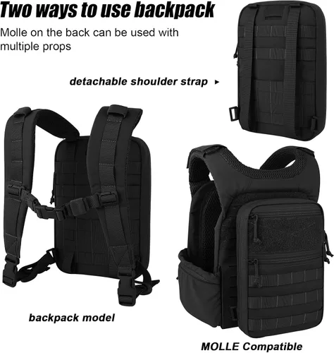 Vista 2 de Tactical Molle Hydration Pack for 1.5L - Lightweight Water Reservoir Bag for Molle Vest Backpack, for Hiking, Hunting BK
