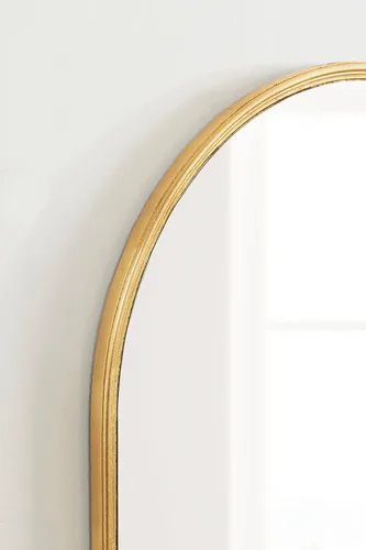Vista 5 de Kate and Laurel Caskill - Espejo de pared moderno redondeado para colgar cápsula; 22 x 34; dorado; espejo rectangular redondo y angosto para pared
