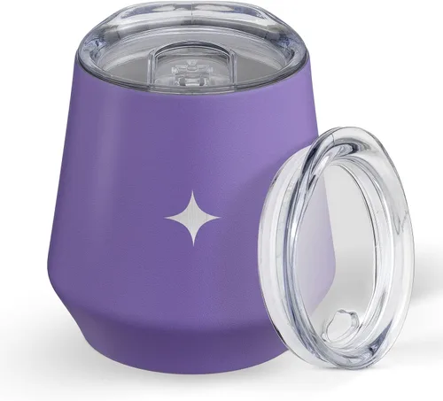 Vista 5 de JoyJolt Vaso de vino con triple aislamiento con tapa de 12 onzas, tapa deslizante y con pajita. Vaso de vino de acero inoxidable de doble pared al