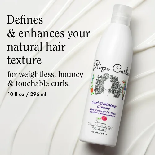 Vista 2 de Rizos Curls Crema definidora de rizos para cabello ondulado, rizado y enrollado – Control de encrespamiento, define, suaviza, hidrata, añade brillo