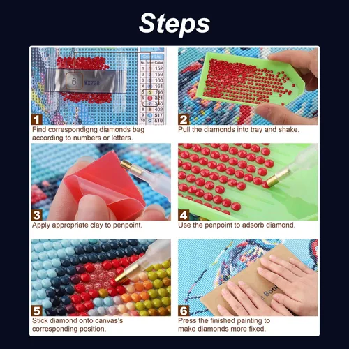 Vista 6 de Stalente Kits de pintura de diamantes para adultos, kits de arte de diamantes 5D para principiantes, pintura de diamante redonda para decoración