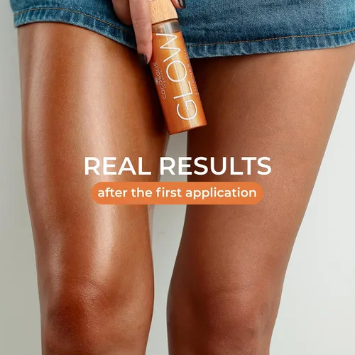 Vista 2 de COCOSOLIS GLOW Shimmer Oil Aceite seco natural iluminador con partículas brillantes Deja la piel brillante y mejora un bronceado dorado Da una