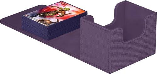 Vista 2 de Ultimate Guard Sidewinder 80+, caja de almacenamiento para 80 cartas TCG con doble funda, púrpura, cierre magnético y forro interior de microfibra