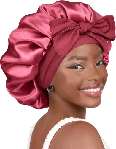 Vista 17 de YANIBEST Gorro de seda ajustable para mujeres durmientes, gorro de satén de doble capa que reduce la fricción y evita el encrespamiento y el cabello