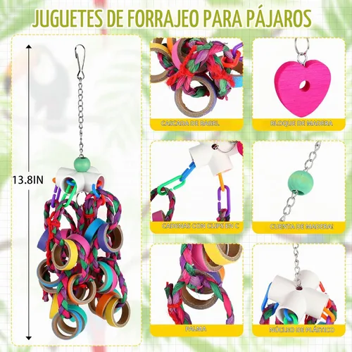 Vista 3 de Soulchen - Juego de 4 juguetes de loro de pájaro extra grande, juguete
