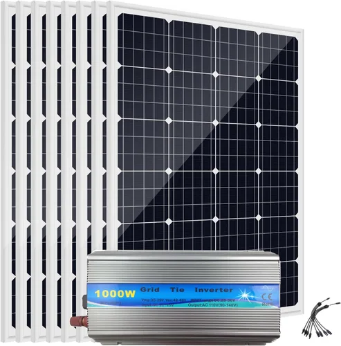 Vista 10 de Kit de panel solar con lazo de rejilla de 480 W y 12 V con inversor: 4 paneles solares mono de 120 W + 1000 W en rejilla MPPT Smart Microinversor