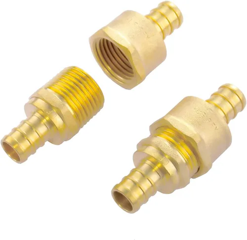 Vista 6 de Litorange Latón sin plomo 1/2" x 1/2" NPT paquete de 4 adaptadores PEX hembra y macho roscados para engarzado
