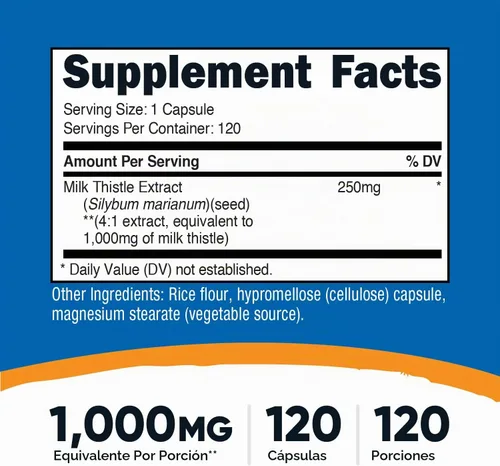 Vista 2 de Nutricost Extracto de cardo mariano 120 cápsulas para 120 porciones por