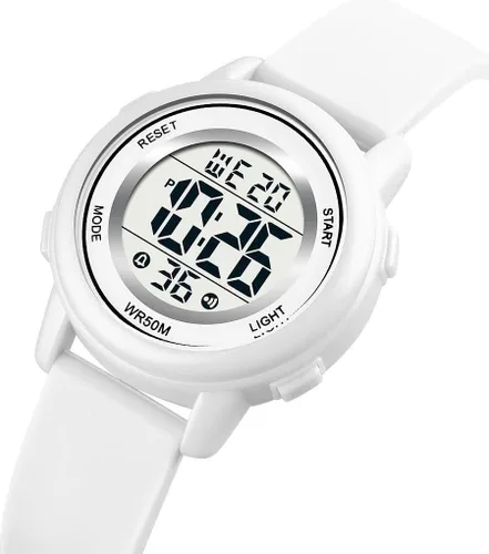 Vista 2 de Relojes digitales para mujer, pantalla LED, correa de silicona, reloj militar, multifunción, impermeable, alarma, cronómetro, retroiluminación LED