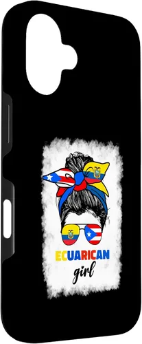 Vista 3 de Funda para iPhone 16, mitad ecuatoriana y puertorriqueña Rico Ecuador Flag Girl Mix
