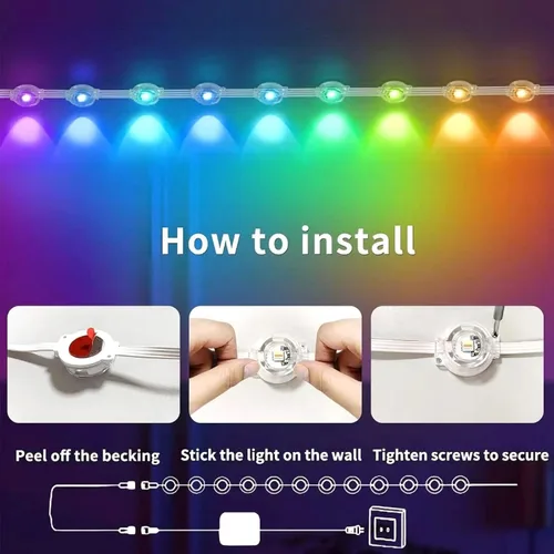 Vista 3 de Luces RGB Permanentes para Exteriores, Luces LED Inteligentes Impermeables para Aleros con Control de Aplicación/Remoto, Impermeables IP67 para DIY