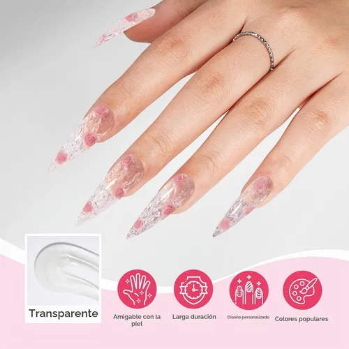 Vista 4 de MelodySusie Gel Poly, 60 g libre de Hema, gel para extensión de uñas, espesante de uñas, gel constructor curado con lámpara UV, diseño artístico