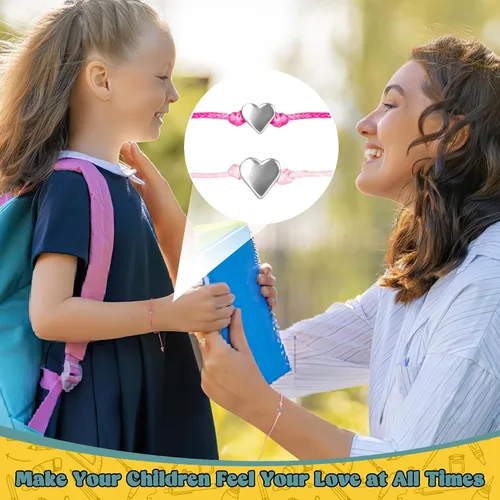 Vista 5 de EOBOH Suministros de pulsera de regreso a clases, pulsera para el primer día de jardín de infantes para mamá y yo, pulsera ajustable de deseos