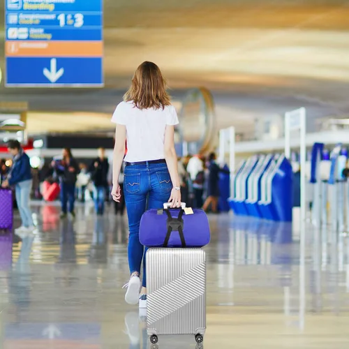 Vista 5 de Correa elástica para equipaje, correas para equipaje para añadir una bolsa, correa elástica para maleta fácil de viajar, (versión fácil, azul)