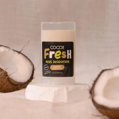 Vista 4 de CoCo Me Desodorante para niños sin aluminio con aroma a coco, desodorante orgánico y natural para niños, niños y niñas, desodorante hidratante suave
