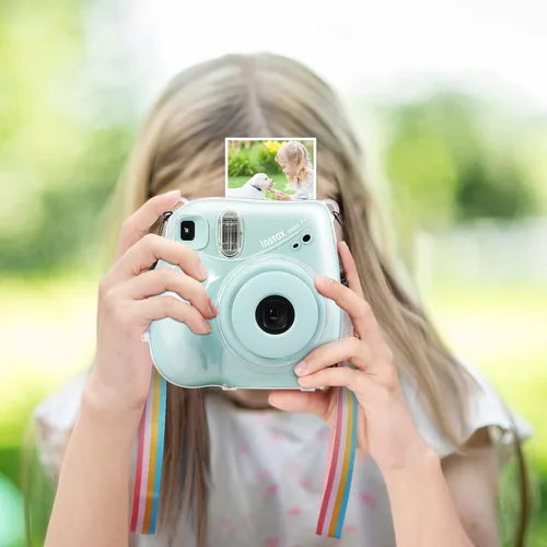 Vista 6 de Fintie Funda protectora transparente para cámara Fujifilm Instax Mini 7+ de película instantánea - Carcasa rígida de cristal con correa de hombro