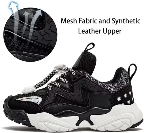 Vista 2 de HOBIBEAR Tenis deportivos para correr para niños y niñas, con velcro, ligeros y transpirables (niños pequeñosniños grandes)