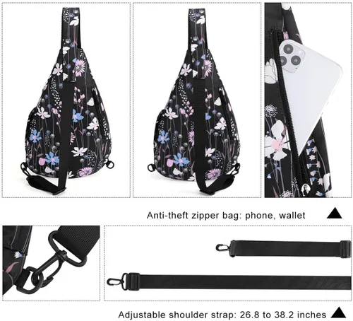 Vista 4 de HUA ANGEL Bolso bandolera, bolso cruzado de moda para el pecho, mochila de viaje, senderismo, gimnasio, mochila casual