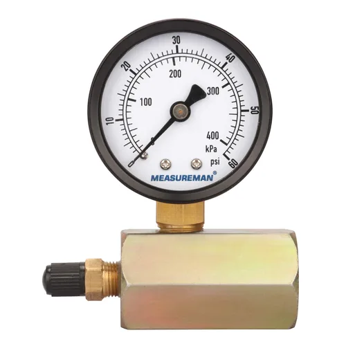 Vista 10 de MEASUREMAN 2" Ensamblaje de medidor de presión de gas de latón forjado, conexión FNPT de 3/4", 0-30psi, precisión +/-3-2-3%