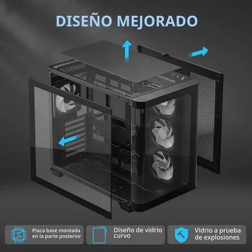 Vista 2 de darkFlash ATX Mid-Tower Estuche para PC Gaming, Enchufe Trasero BTF para Placa Base, con 4 Ventiladores ARGB Estuche para Computadora, Vidrio Curvo