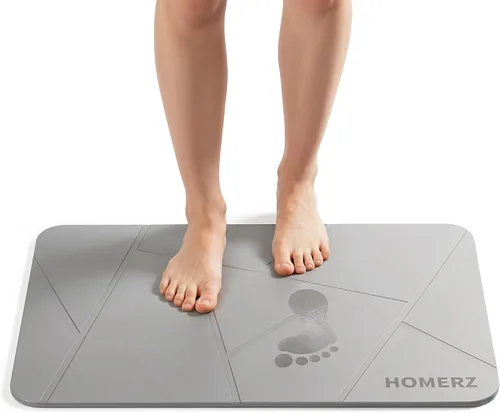 Vista 9 de Homerz Tapete de baño de piedra de alta calidad, tapete de baño de tierra de diatomeas absorbente de roca para baño, tapete de secado de piedra