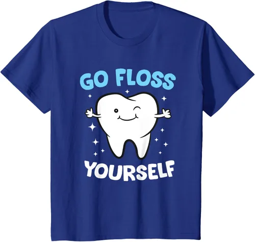 Vista 60 de Camiseta higienista dental, asistente dental, Go Floss Yourself dentista, Negro, S