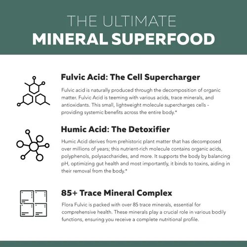 Vista 4 de Flora Fulvic Ácido fúlvico + complejo de ácido húmico – 550 mg Minado en Utah, extracto prehistórico de tierra profunda Inmunidad, intestino