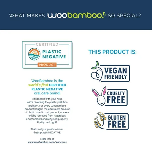 Vista 4 de Woobamboo! Cepillo de dientes ecológico de bambú para perros de raza grande, biodegradable, plástico negativo (paquete de 2)