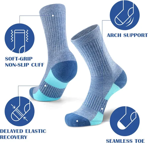 Vista 2 de Gonii Calcetines deportivos para mujer, 5 pares, para senderismo, correr, con cojín grueso